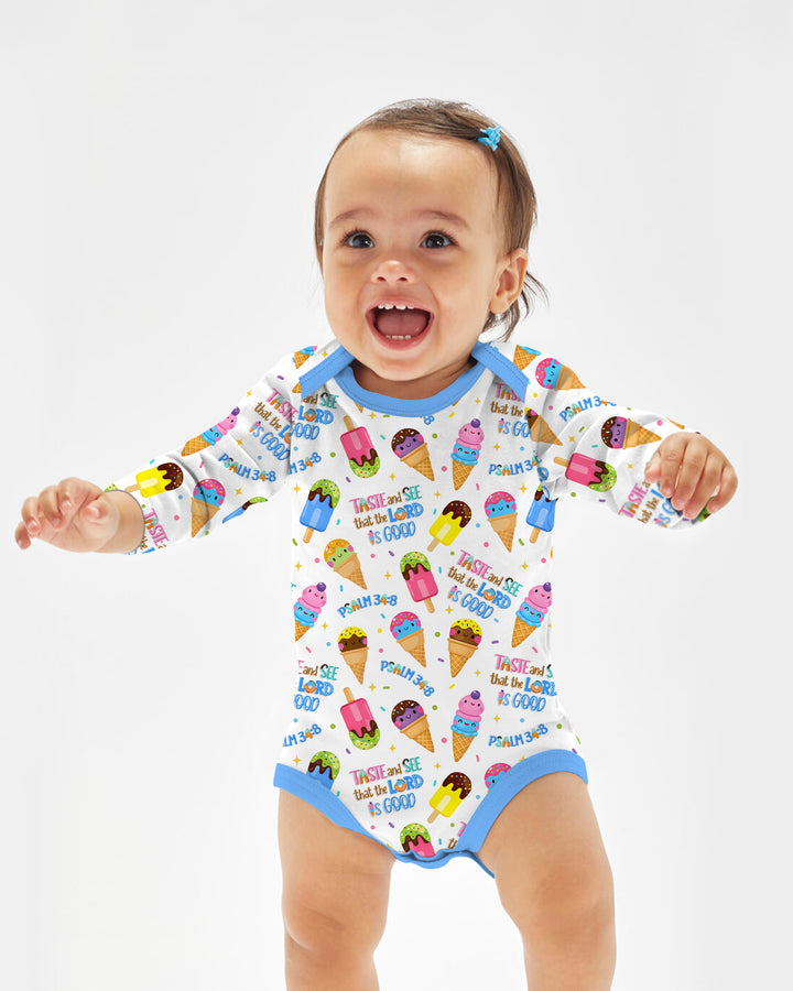 Jesus Summer Ice Cream Taste and See That The Lord Is Good Bamboo Bodysuit