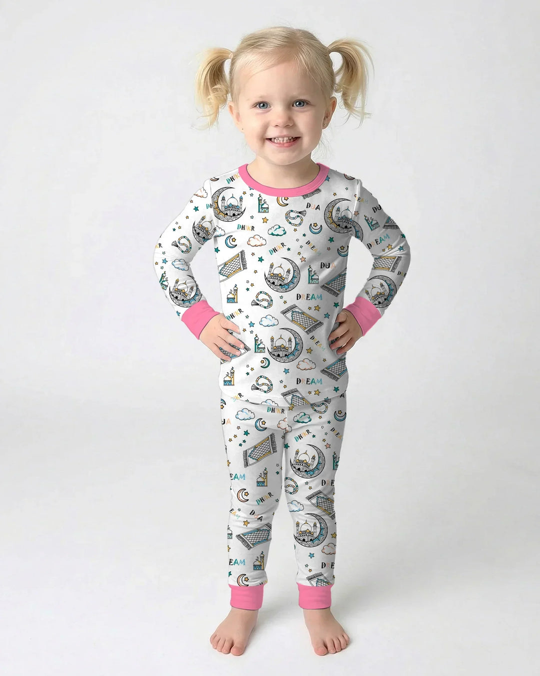 Dua, Dhikr, Dream Matching Family Bamboo Two Piece Long Sleeve Pajama Set