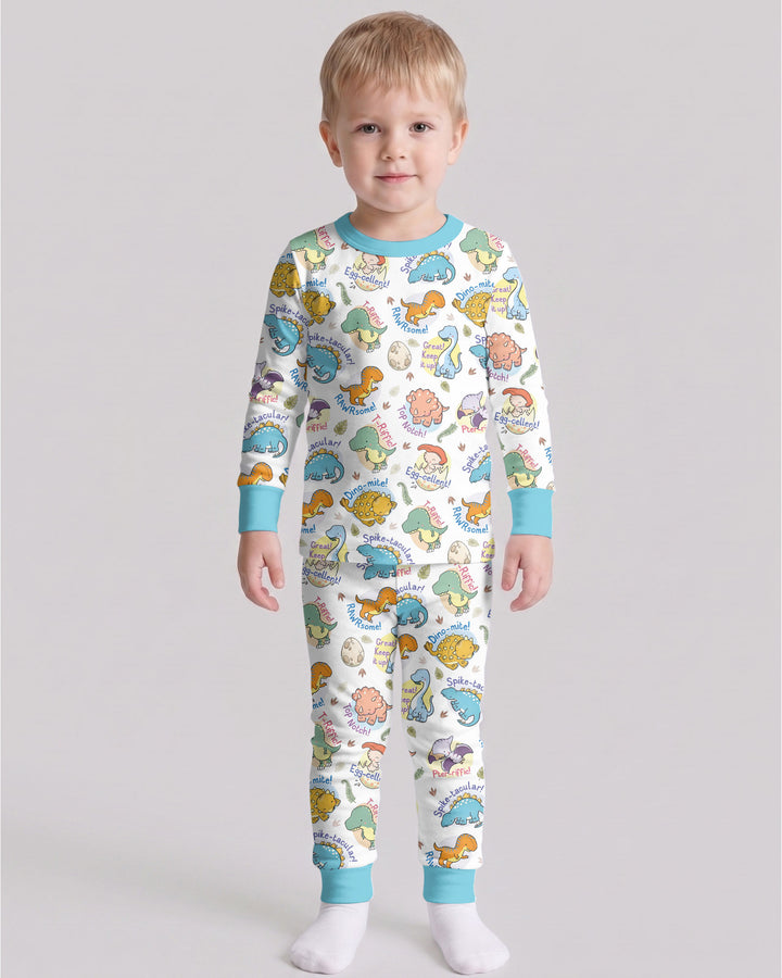 Cute Dinosaur Pun Bamboo Two Piece Long Sleeve Pajama Set