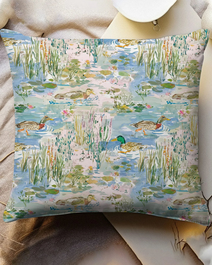 Watercolor Mallard Duck Bamboo Pillow Case