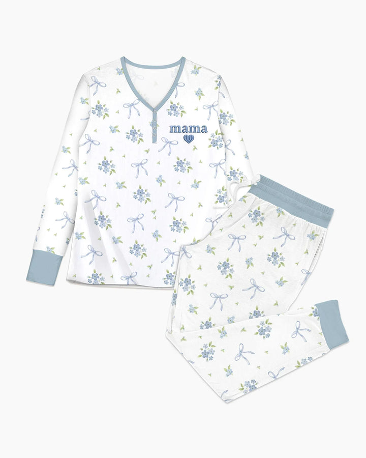 Mommy and Me Matching Embroidered Baby Bamboo Women Pajama Set