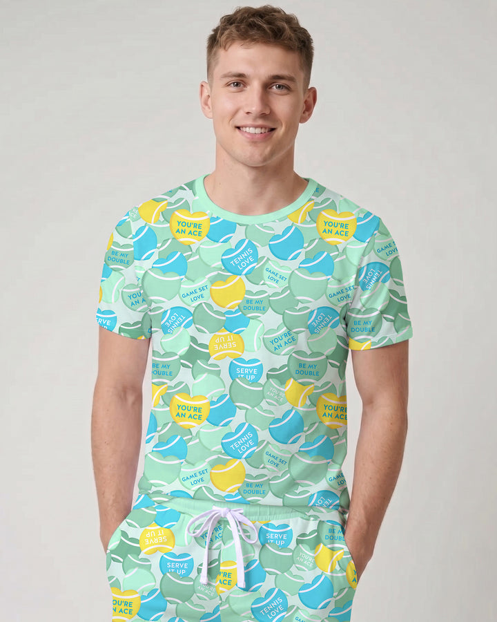 Tennis Candy Family Matching Bamboo Men Short Sleeve Short Pajama Set