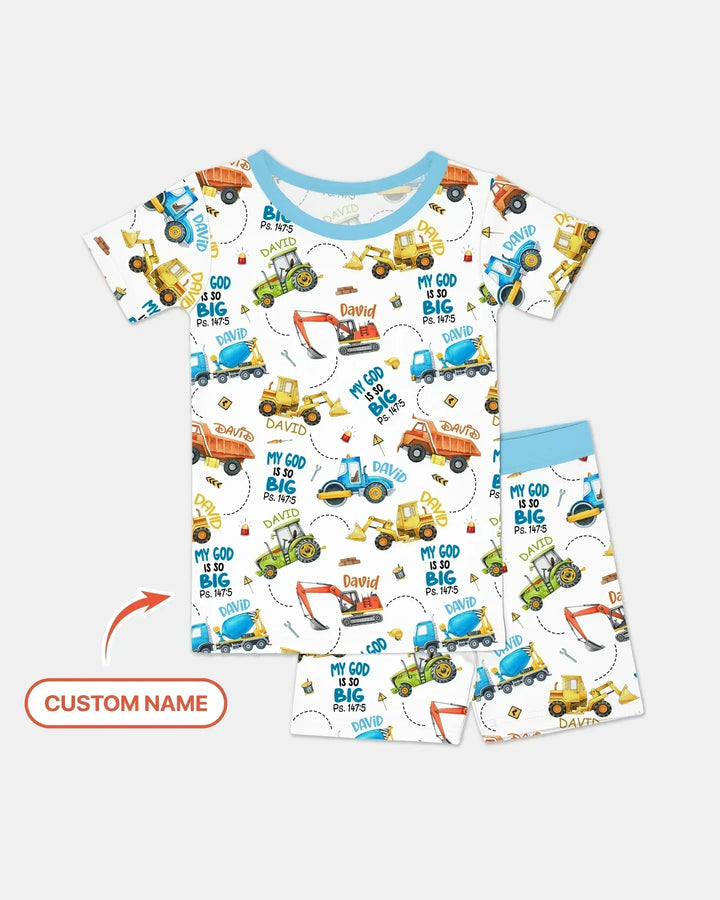 My God Is So Big Custom Name Bamboo Two Piece Short Sleeve Shorts Pajama Set