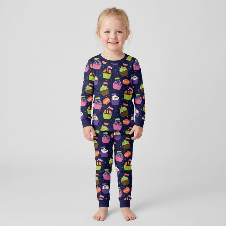 Custom Name Spooly Cupcake  Bamboo Two Piece Long Sleeve Pajama Set
