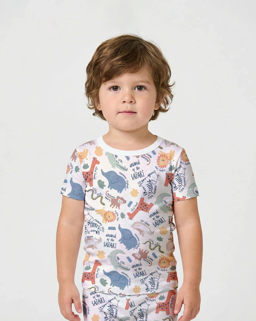 Funny African Animals Bamboo Two Piece Short Sleeve Shorts Pajama Set