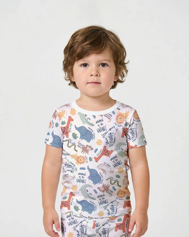 Funny African Animals Bamboo Two Piece Short Sleeve Shorts Pajama Set
