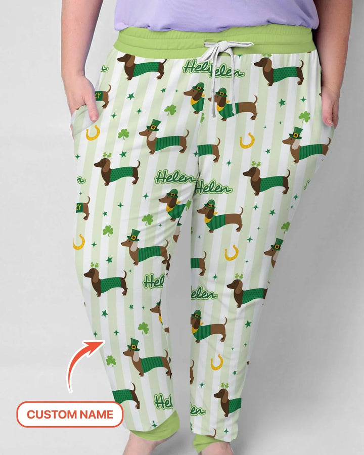 Lucky Dachshunds St. Patrick's Day Family Matching Bamboo Women Pajama Set