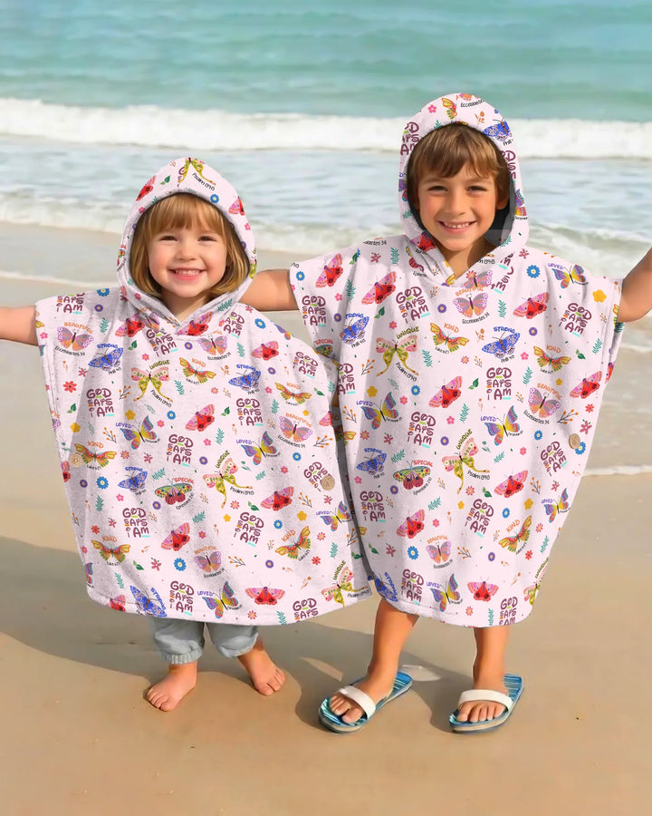 God says I am Butterfly Bamboo Swim Poncho
