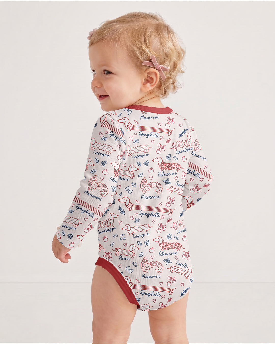 Funny Dachshund Pasta Pups Bamboo Bodysuit