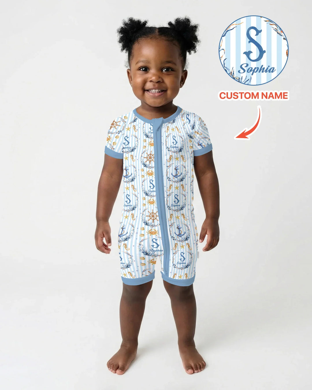 Bon Voyage Custom Name Bamboo Shorty Zippy