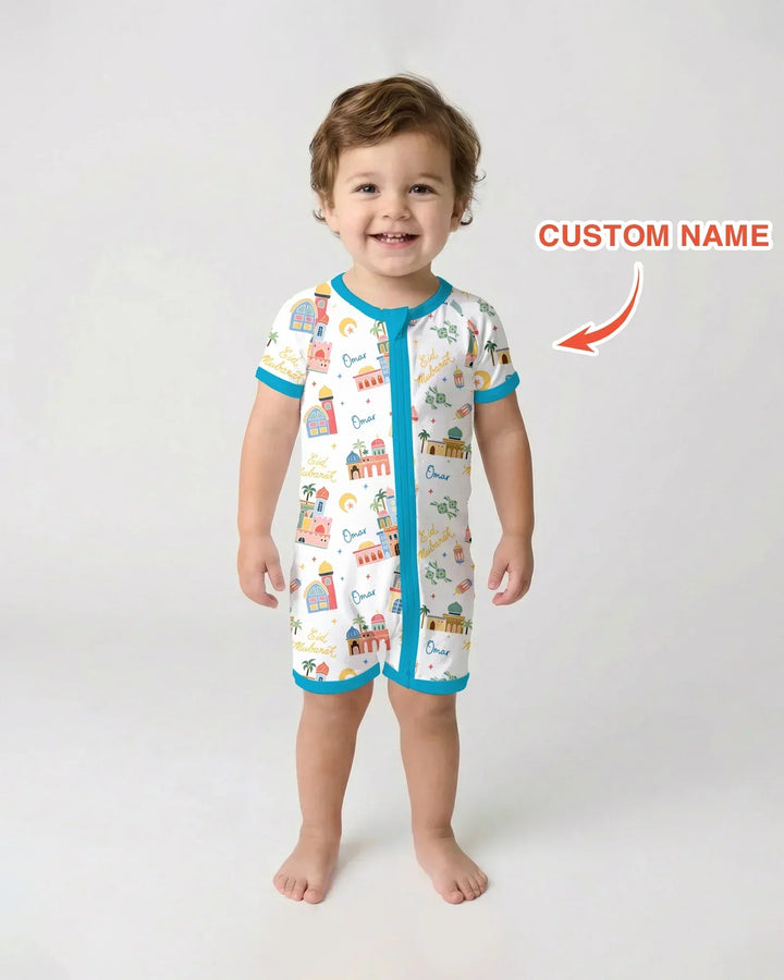 Eid Mubarak Custom Name Bamboo Shorty Zippy