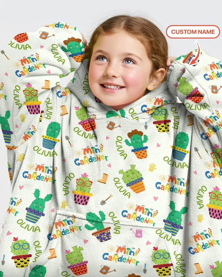 Custom Name Mini Gardener Bamboo Blanket Hoodie