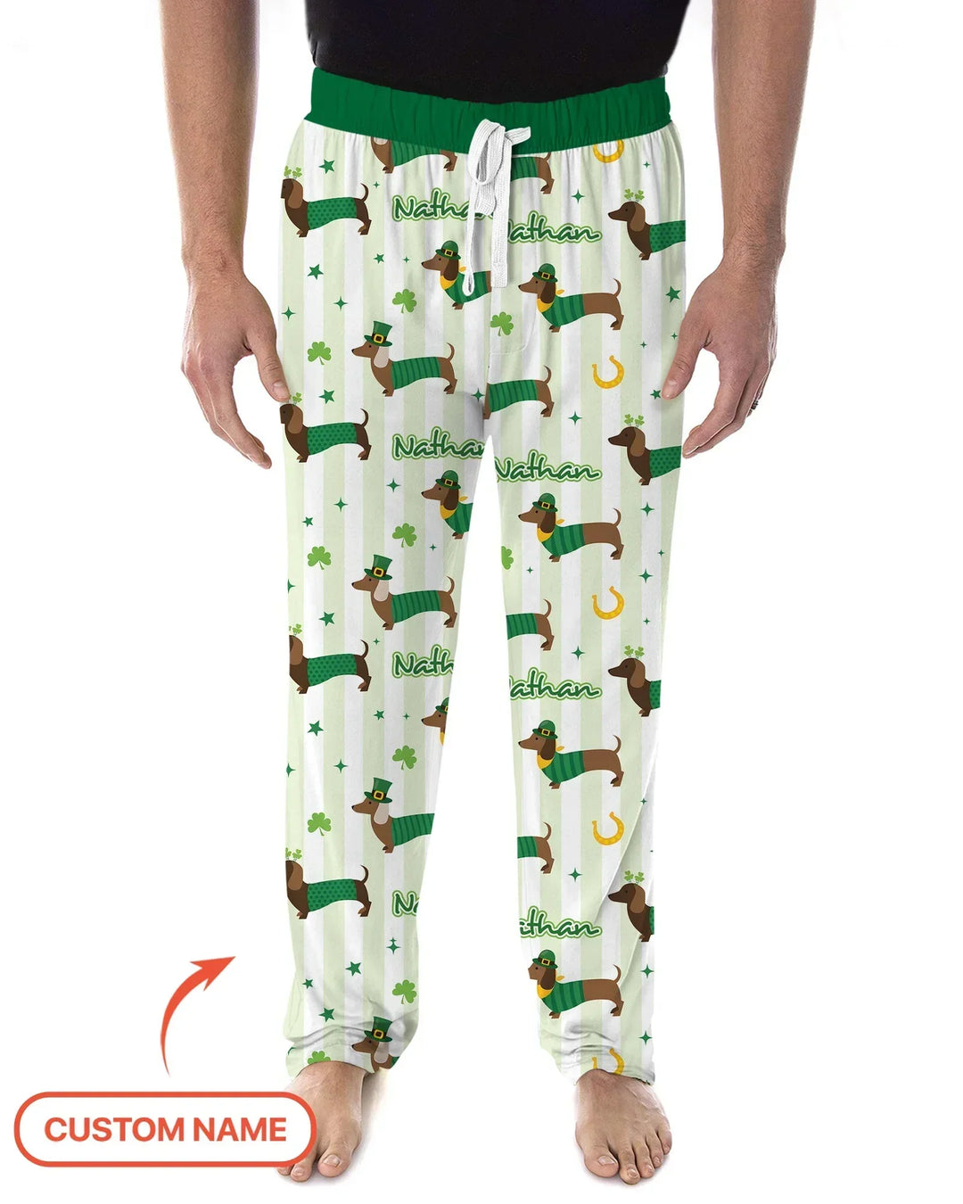 Lucky Dachshunds St. Patrick's Day Family Matching Bamboo Men's Pajama Set