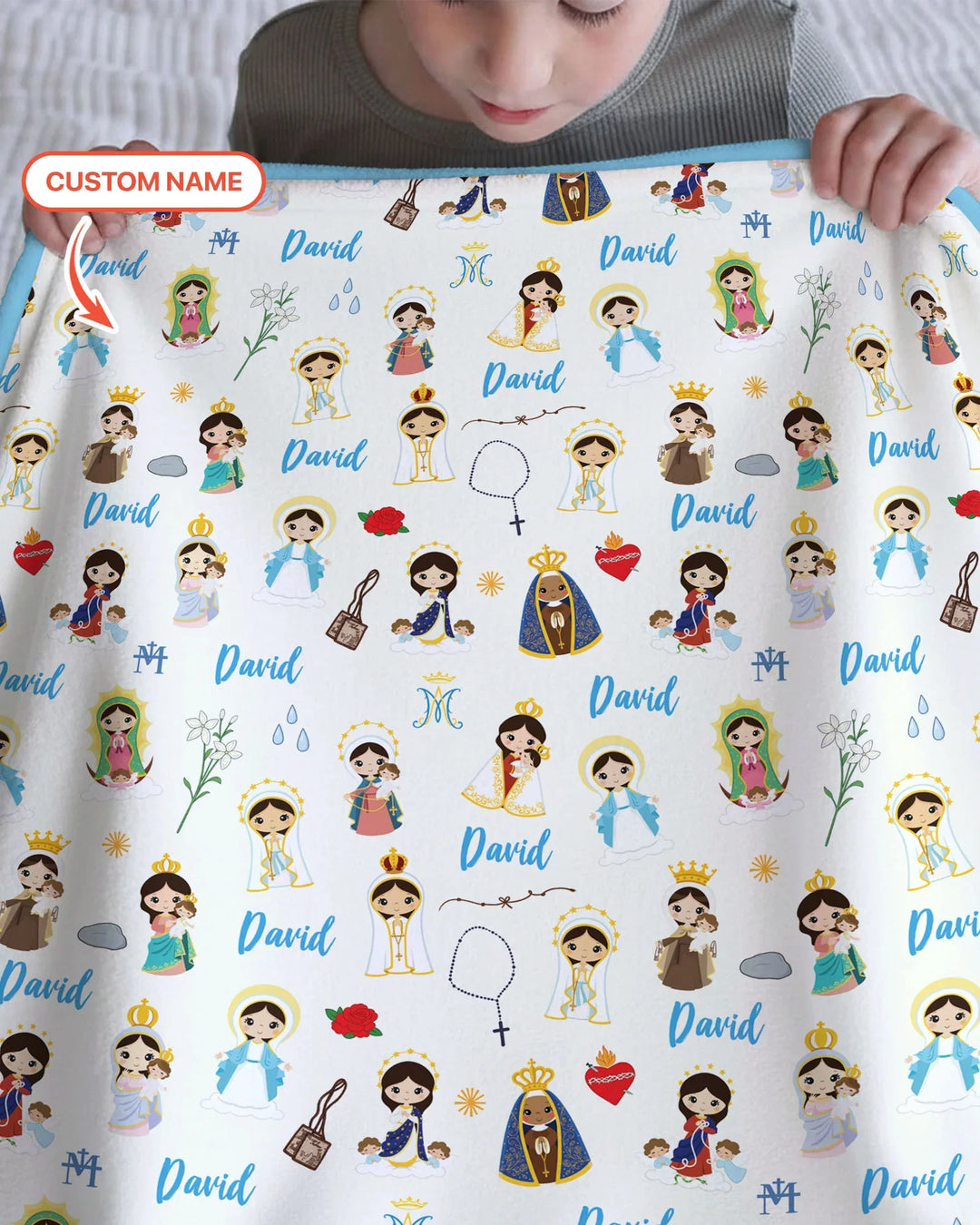 Custom Name Mother Mary Bamboo Blanket
