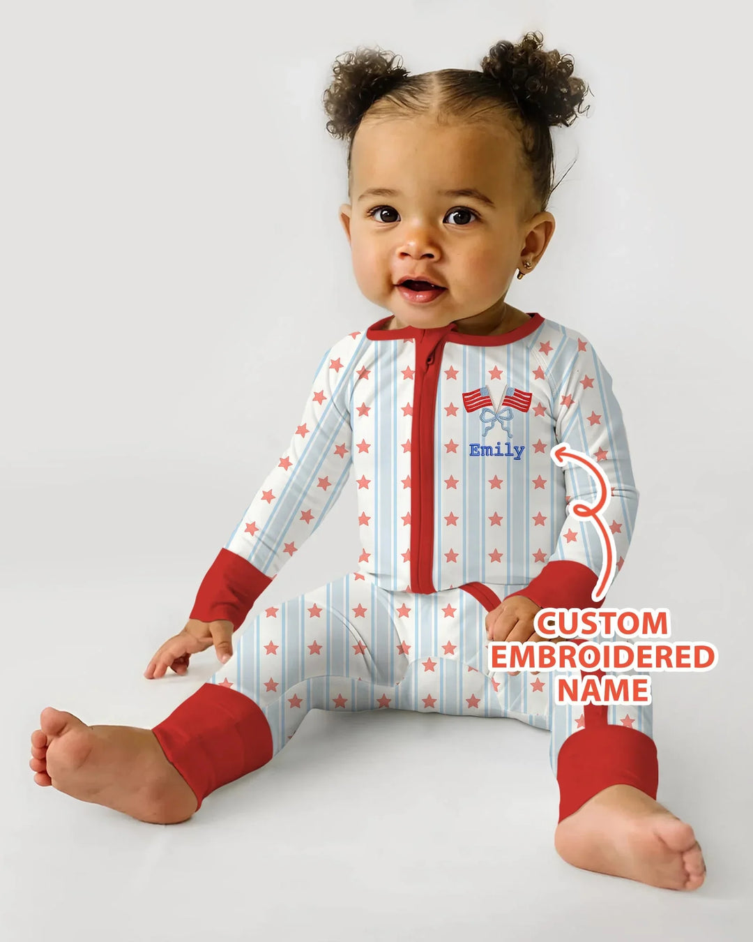 Custom Embroidered First 4th Of July Baby Bamboo Convertible Zippy