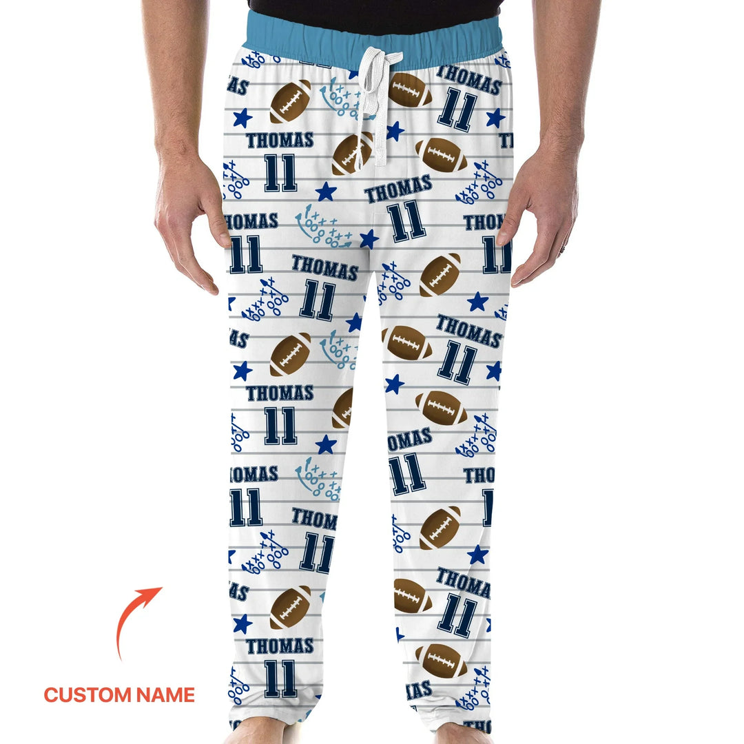 Custom Name Football Time Bamboo Men's Pajama Set