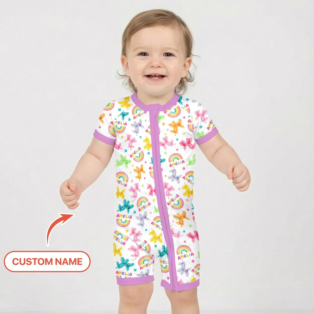 Sweet Balloon Dreams Custom Name Bamboo Shorty Zippy