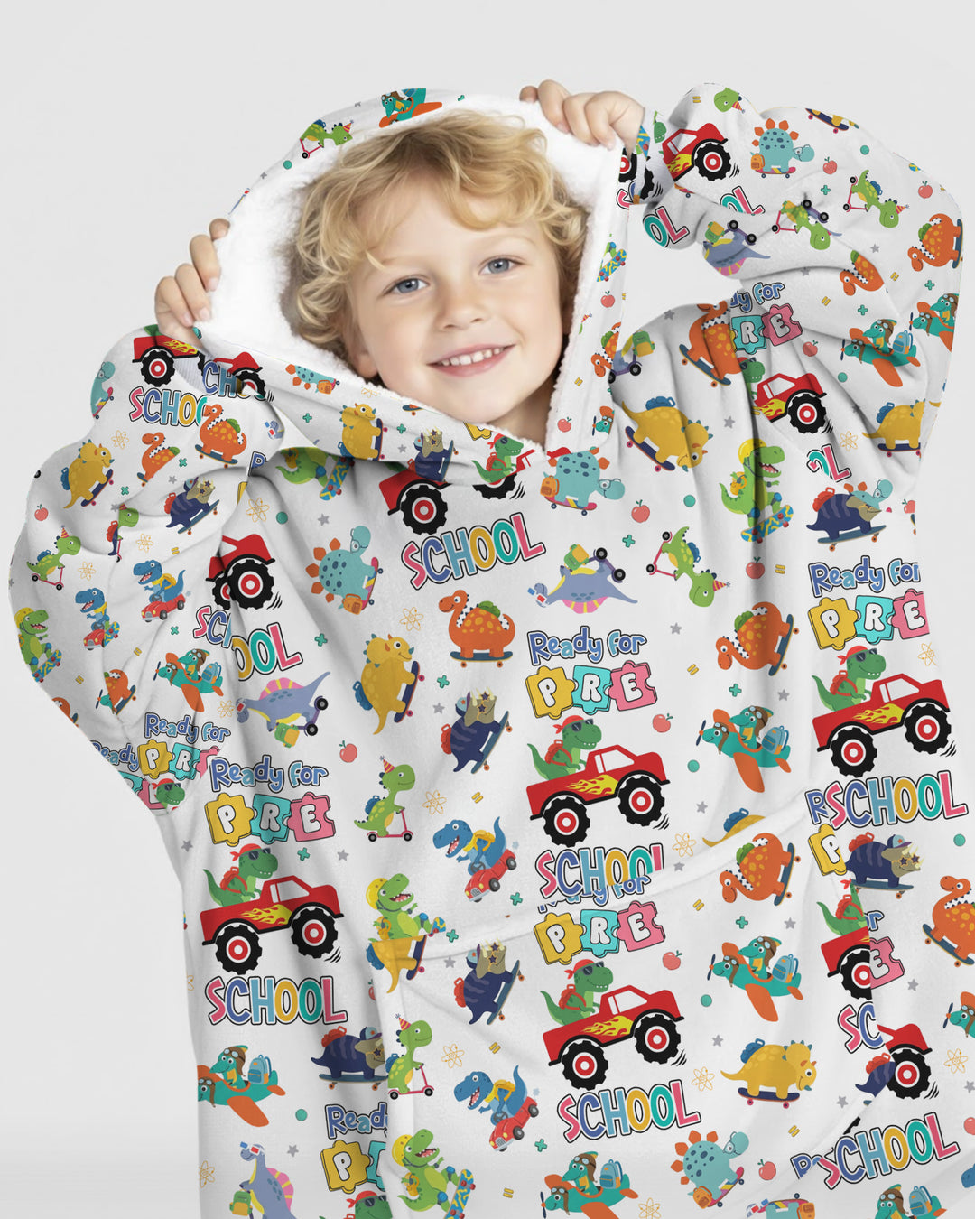 First Day of Preschool T-Rex Bamboo Blanket Hoodie