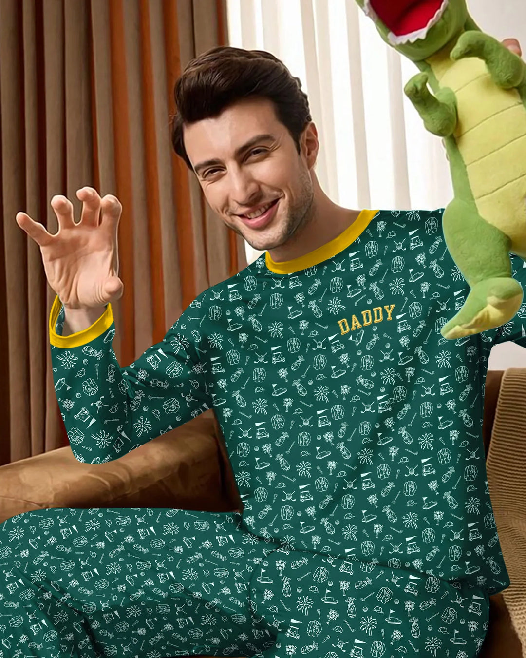 Embroidered Matching With Dad Golf Club Bamboo Men's Pajama Set