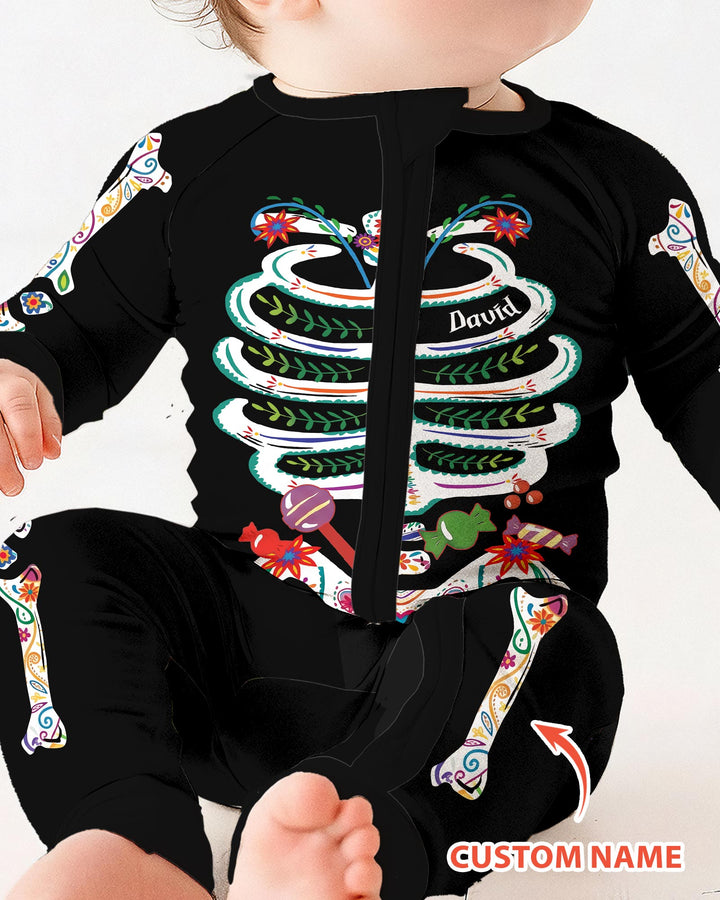 Custom Mexican Halloween Floral Skeleton Bamboo Convertible Zippy