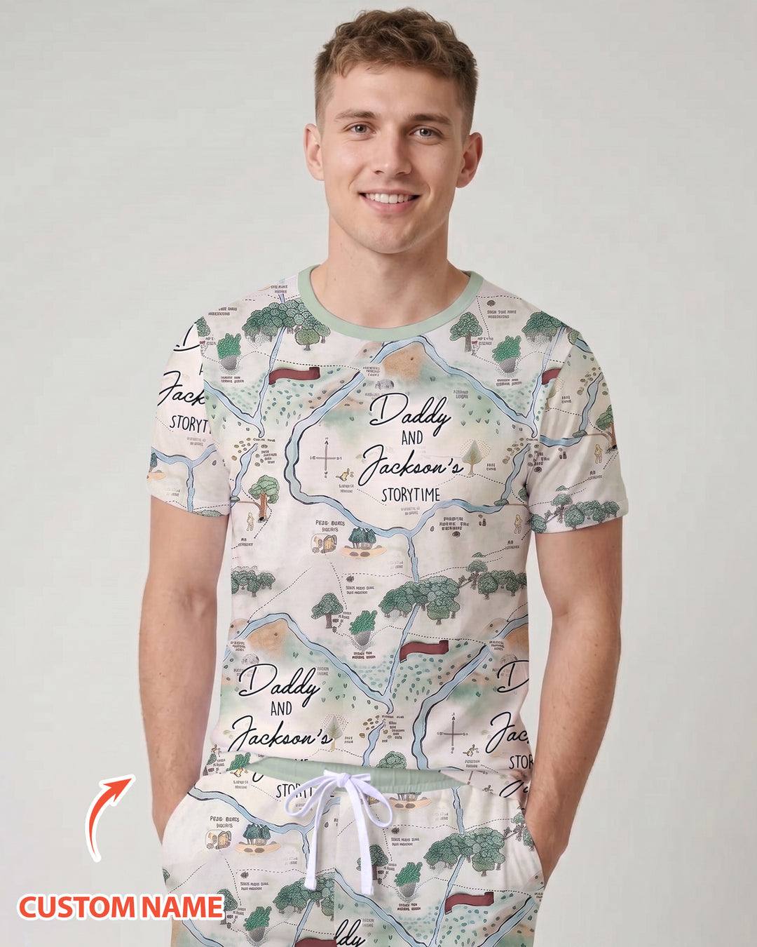 Mommy Daddy And Me Bedtime Story Family Matching Bamboo Men Short Sleeve Short Pajama Set