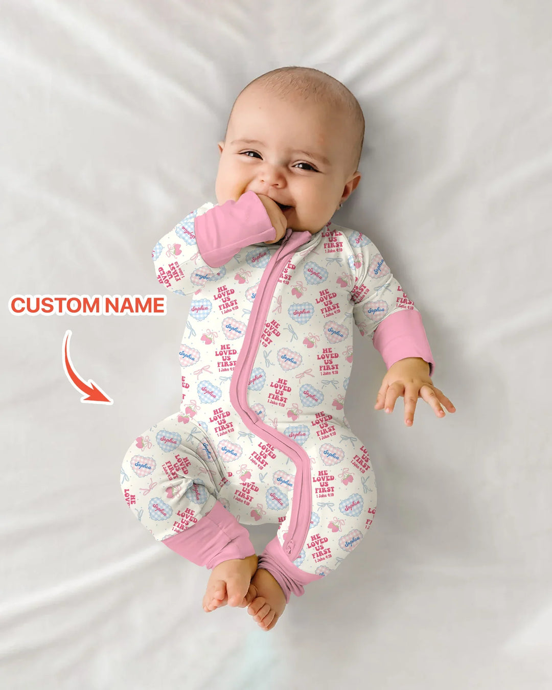 He Loved Us First Custom Name Bamboo Convertible Zippy