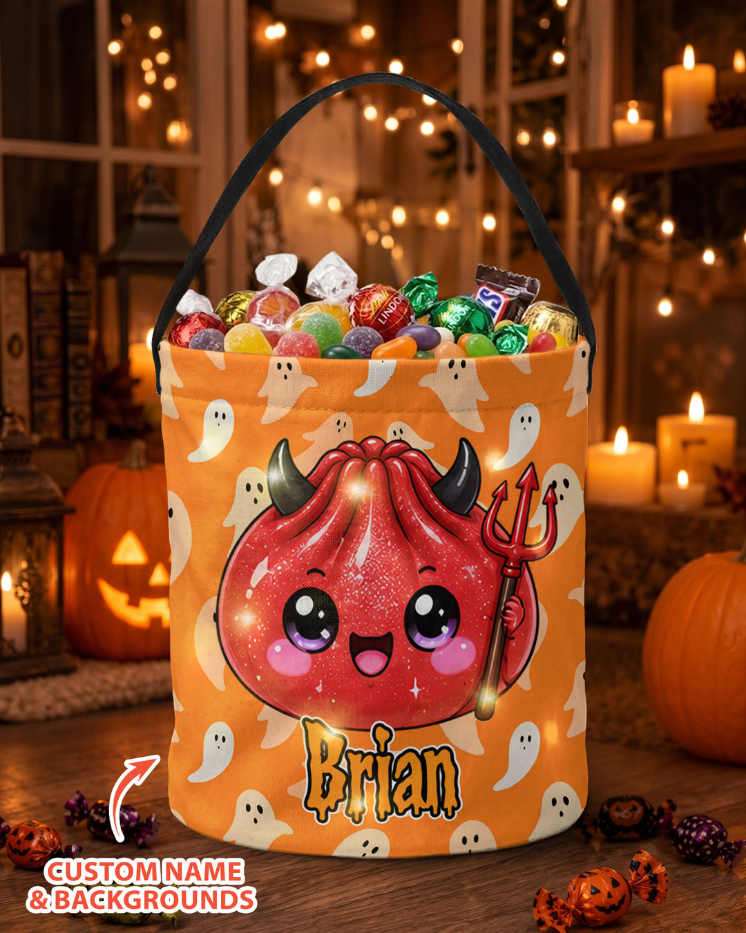 Personalized Halloween Dumpling Cute Character Led Light Bucket Bag