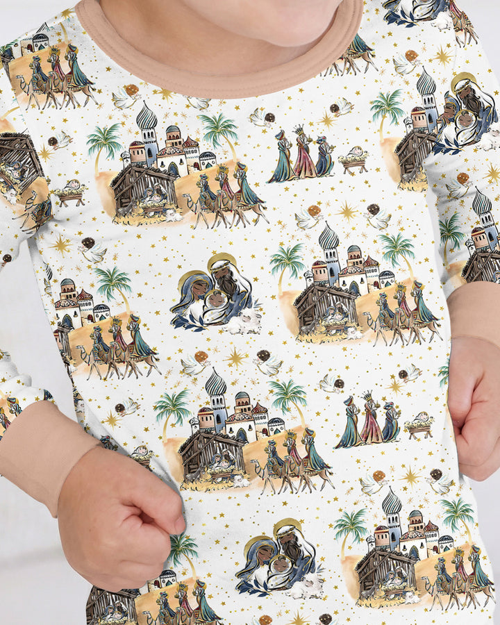 Nativity Christmas Family Matching Family Bamboo Two Piece Long Sleeve Pajama Set