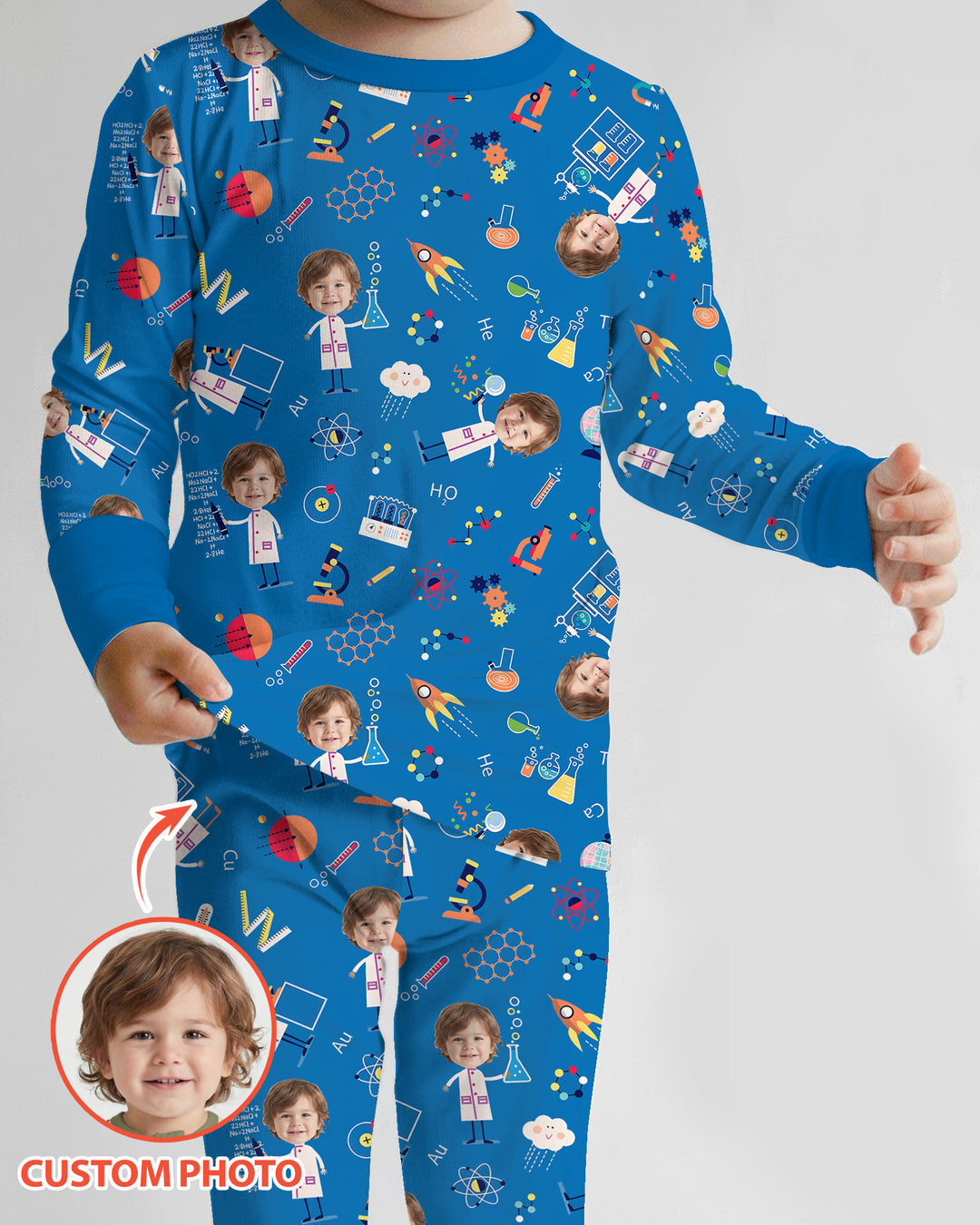 Custom Image Chemical Laboratory Bamboo Two Piece Long Sleeve Pajama Set