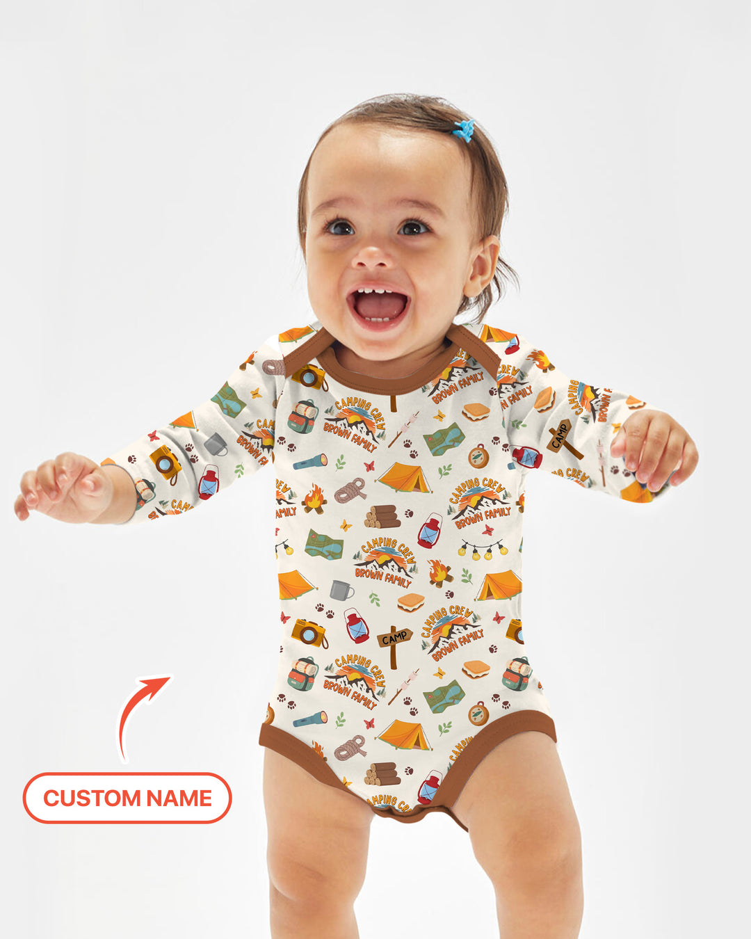 Custom Name Camping Crew Family Matching Bamboo Bodysuit