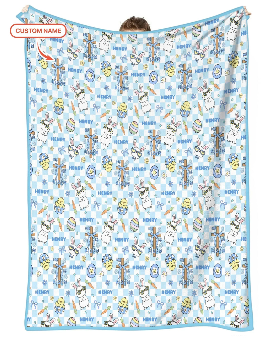 Custom Name Retro Easter Bamboo Blanket