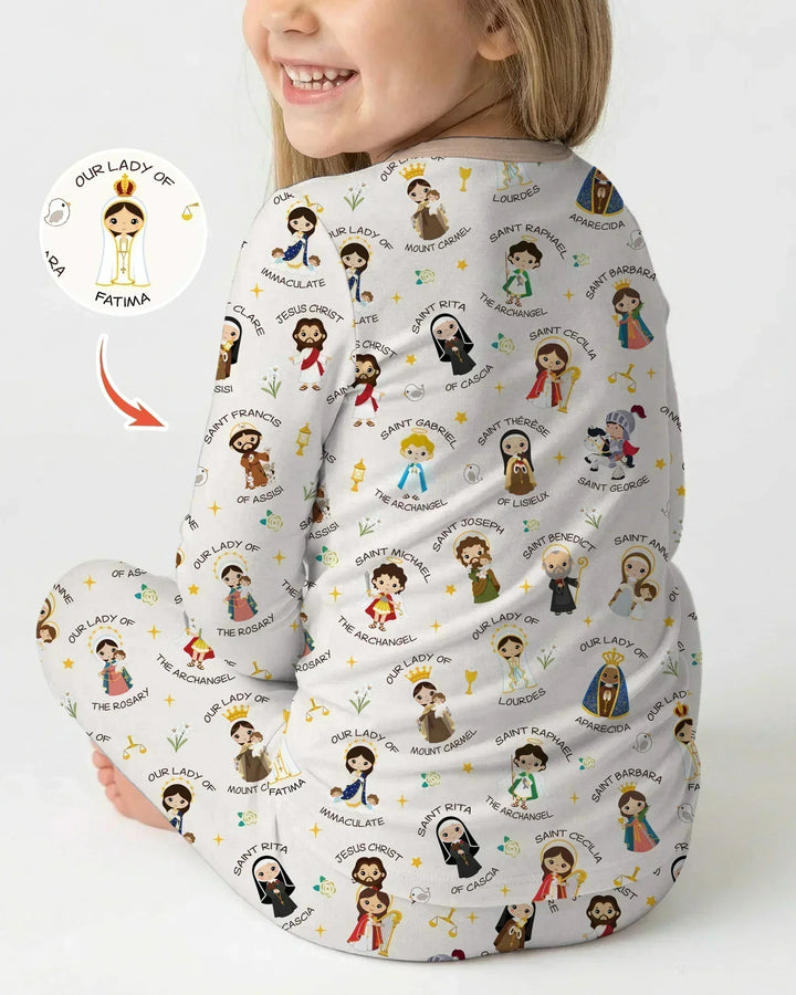 Pray For Us Family Matching Bamboo Two Piece Long Sleeve Pajama Set