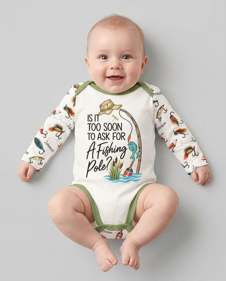 Custom Name Is It Too Soon to Ask for a Fishing Pole Bamboo Bodysuit