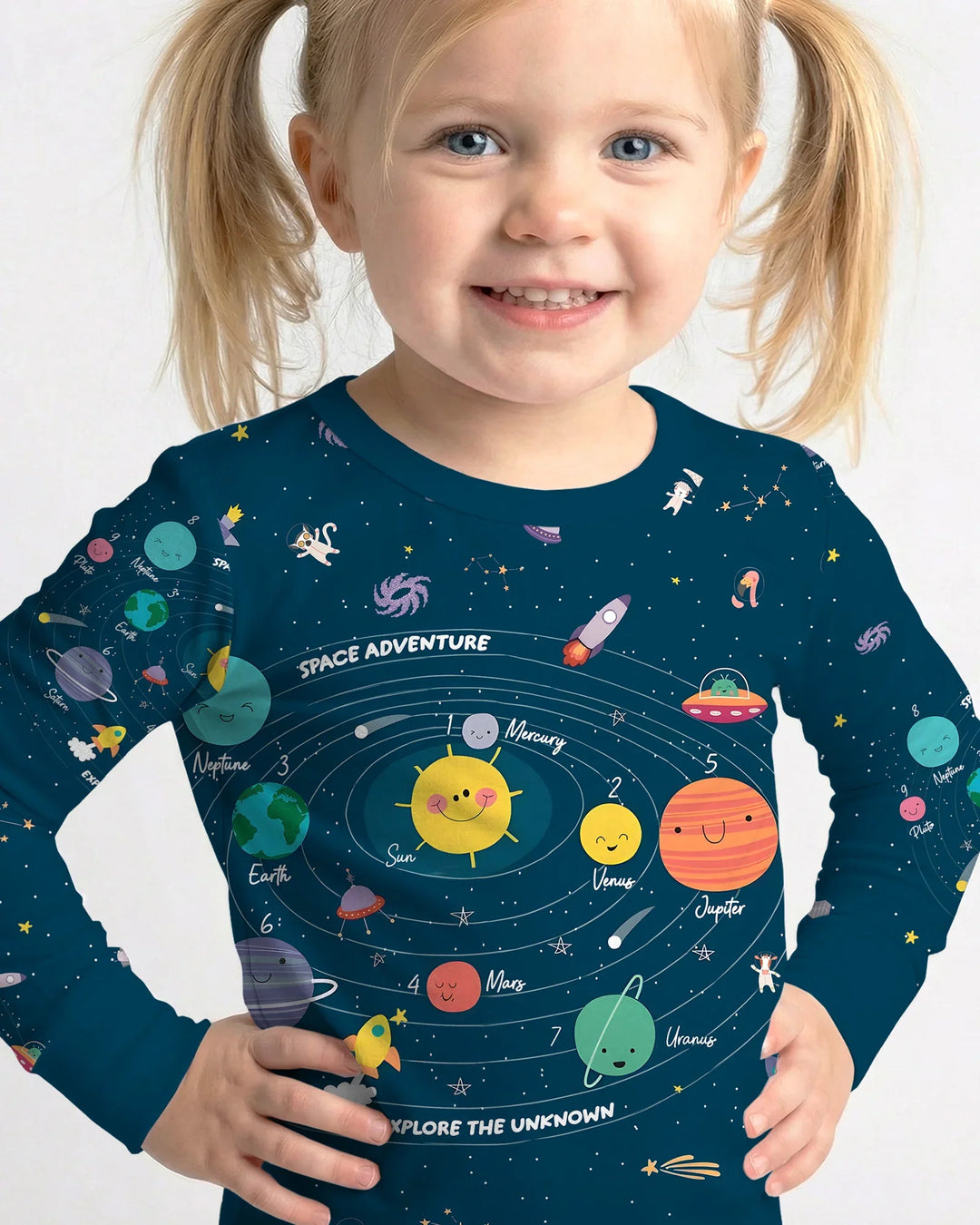 Solar System Explorers Bamboo Two Piece Long Sleeve Pajama Set