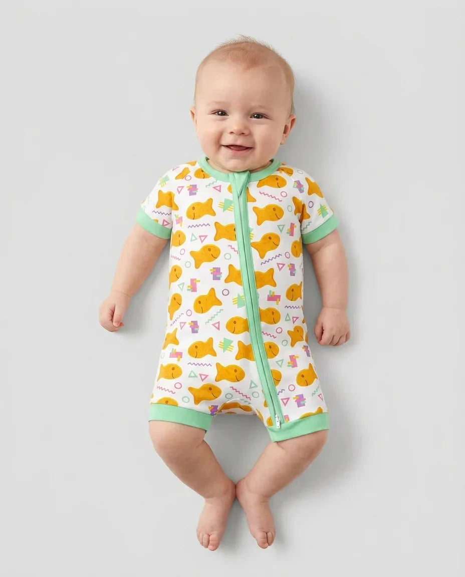 Cheesy Fishies Family Matching Bamboo Shorty Zippy