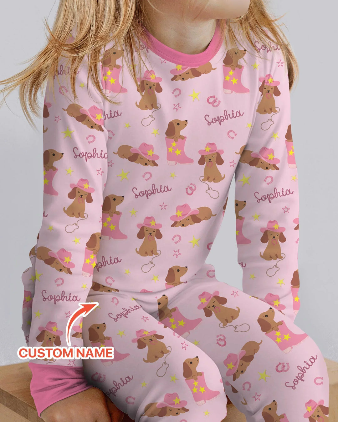 Howdy Dachshund Two Piece Long Sleeve Pajama Set