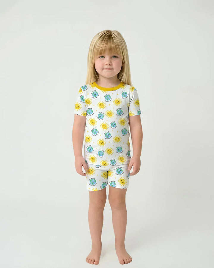 Matthew 5:14 Light of the World Bamboo Two Piece Short Sleeve Shorts Pajama Set