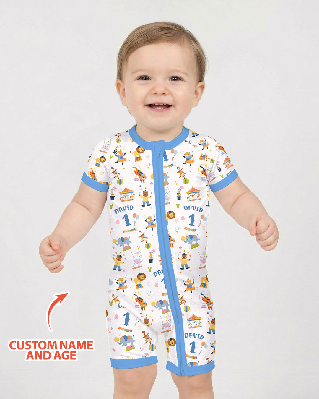 Custom Name Birthday Circus Bamboo Shorty Zippy