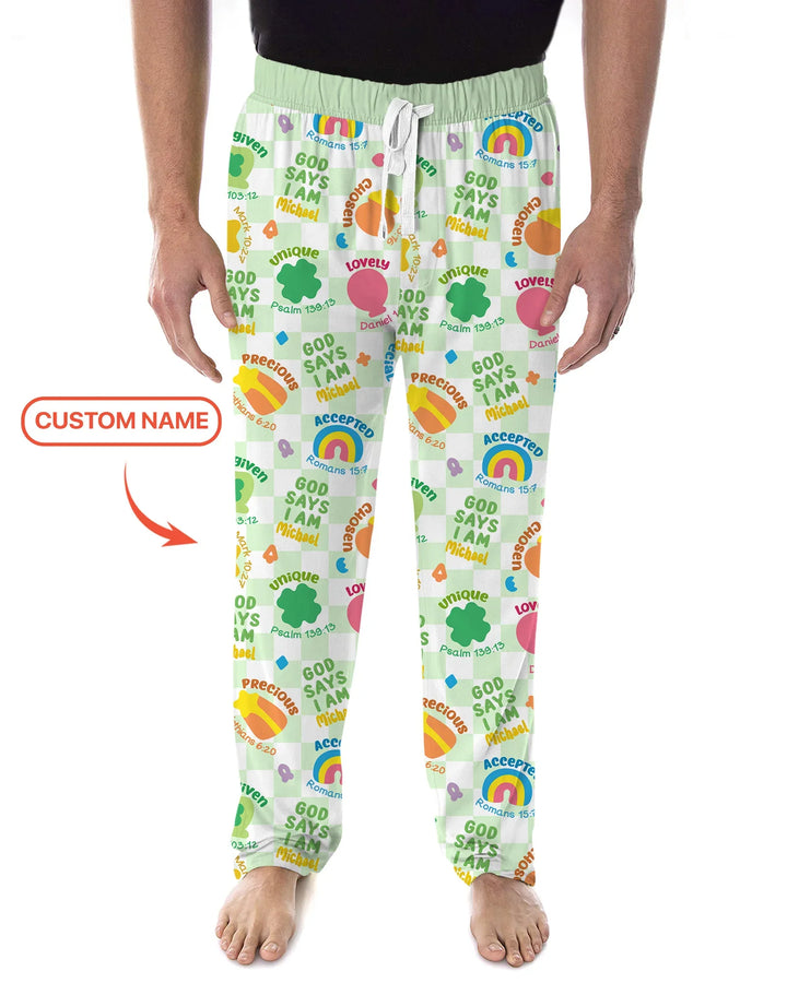 God Says I Am St. Patrick’s Day Custom Name Family Matching Bamboo Men's Pajama Set