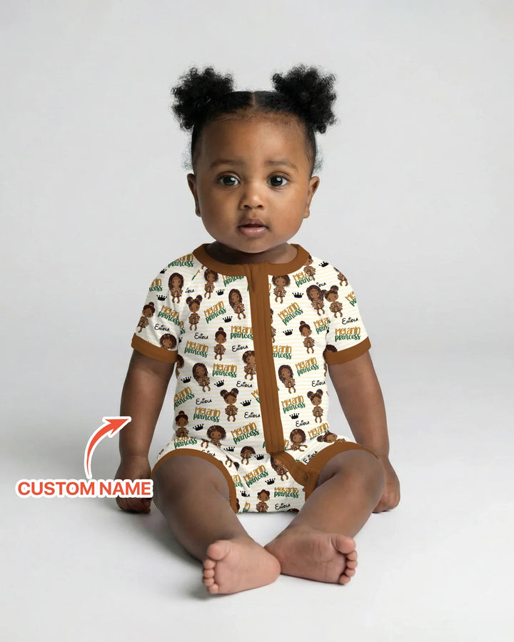 Custom Name Melanin Princess Bamboo Shorty Zippy