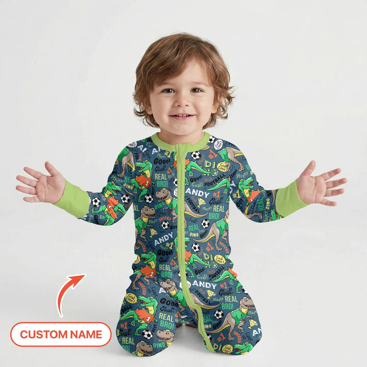 Custom Name Dino Soccer Bamboo Convertible Zippy