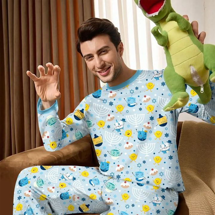 Hanukkah Little Dreidel Family Bamboo Men's Pajama Set