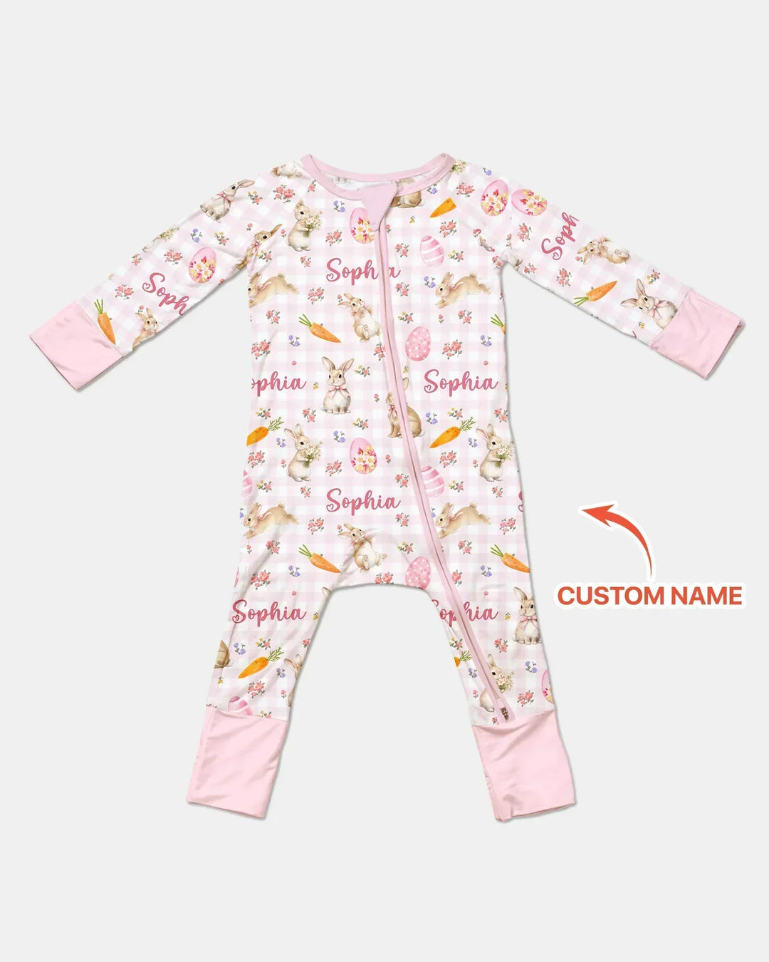 Custom Name Bunny Garden Bamboo Convertible Zippy