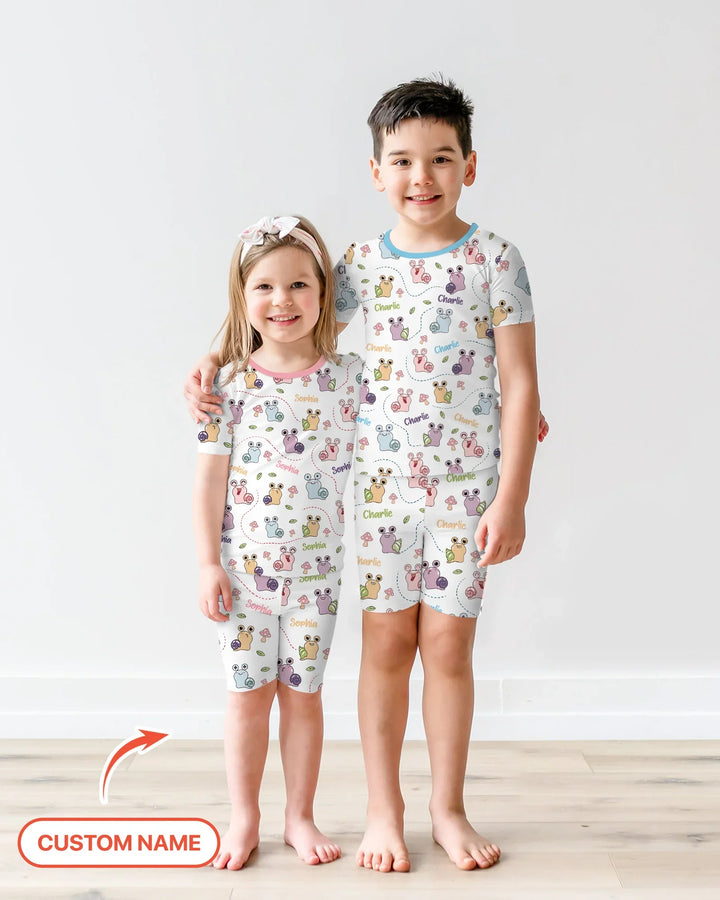 Custom Name Snailed it! Bamboo Two Piece Short Sleeve Shorts Pajama Set