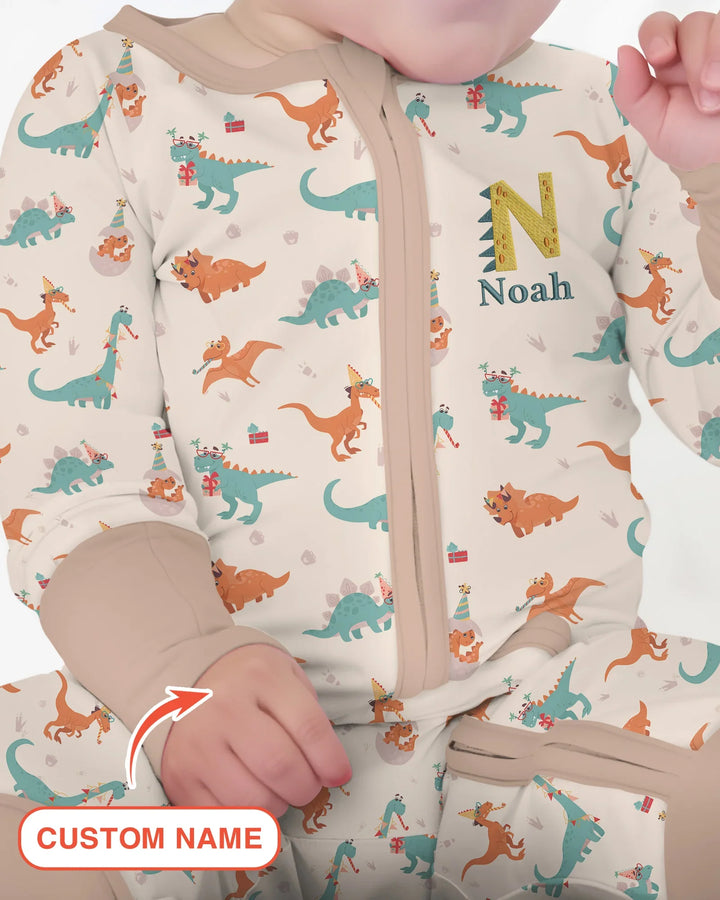 Custom Embroidered Name Dinosaurs Bamboo Convertible Zippy