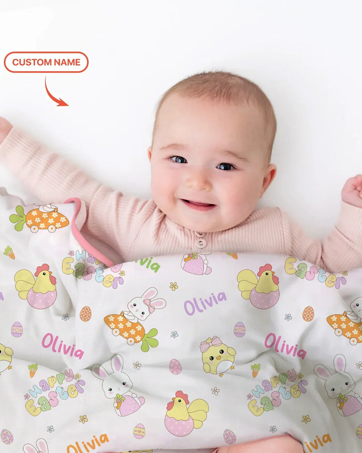 Custom name Happy Easter Bamboo Blanket