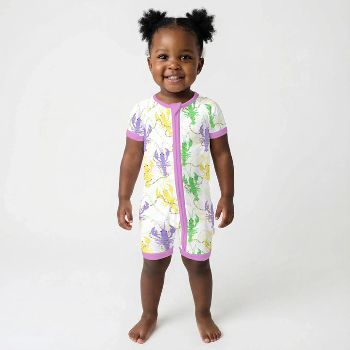 Mardi Gras Crawfish Family Matching Bamboo Shorty Zippy