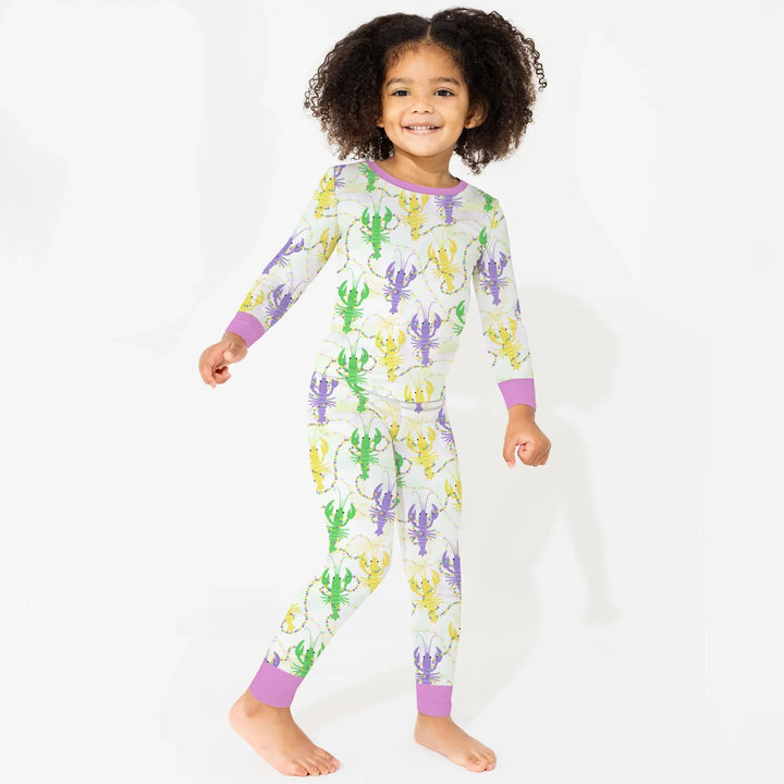 Mardi Gras Crawfish Family Matching Bamboo Two Piece Long Sleeve Pajama Set