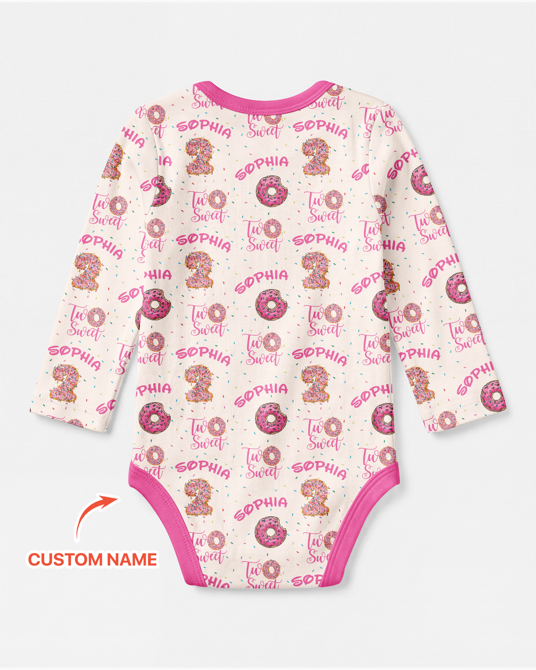 Custom Name Two Sweet Donut Bamboo Bodysuit