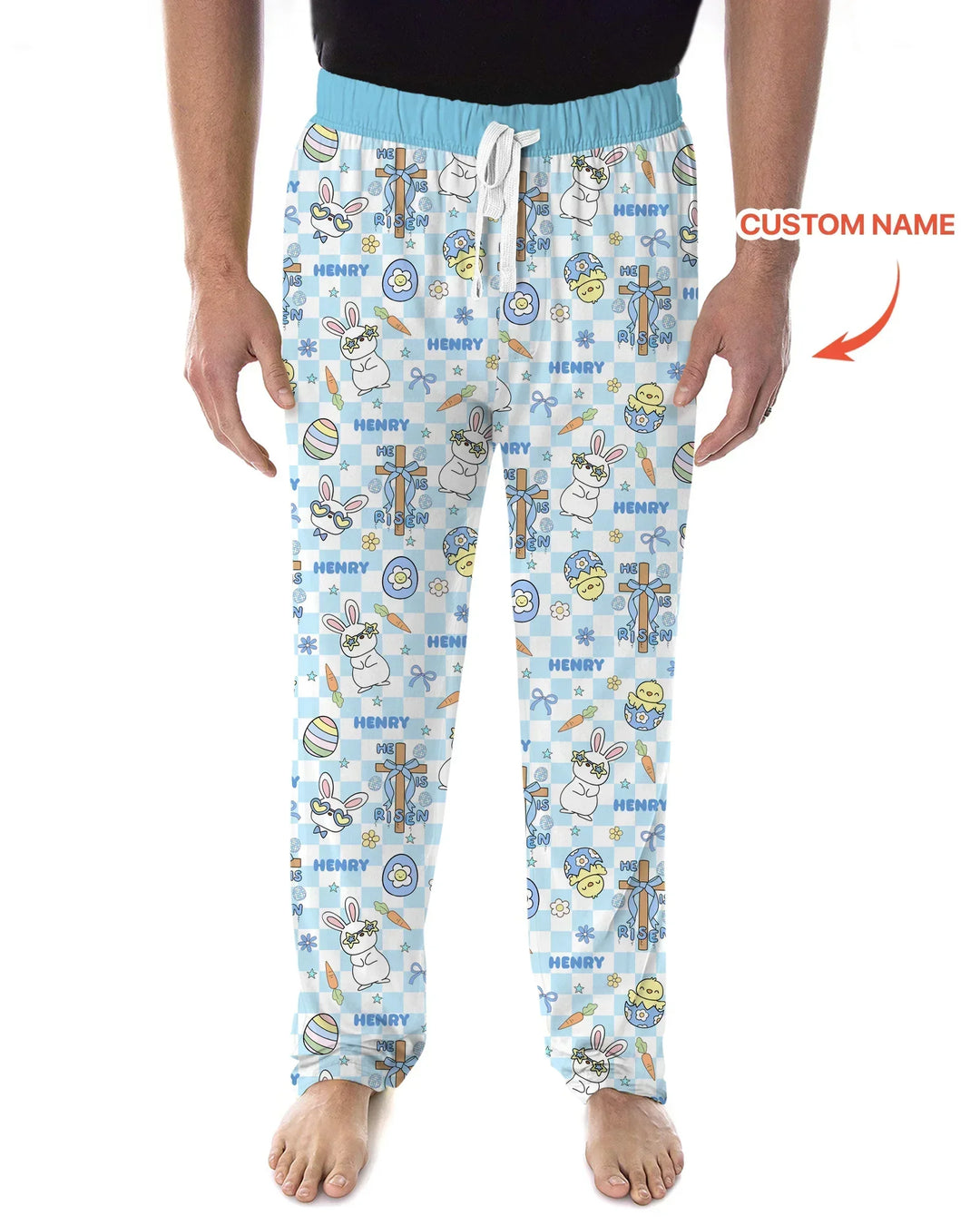 Custom Name Retro Easter Bamboo Men's Pajama Set